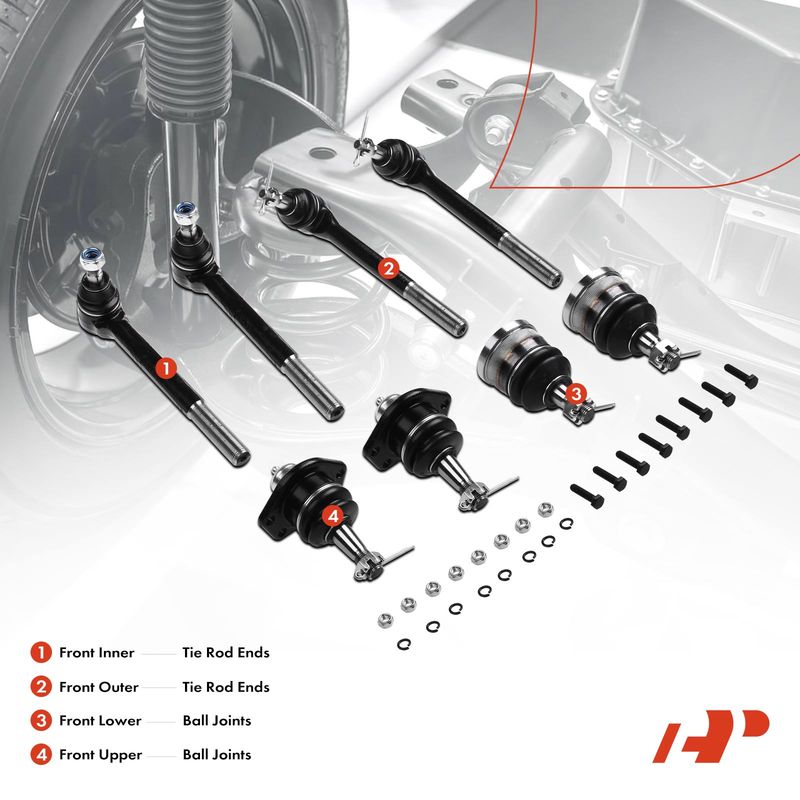8x Front Inner & Outer Tie Rod End with Ball joints for Chevy Blazer S10 GMC