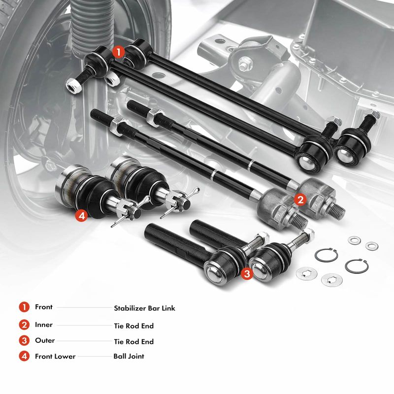 8x Front Sway Bar Links Tie Rod Ends & Ball Joints for Chrysler Voyager Dodge