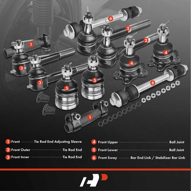 12x Front Sway Bar Link with Ball Joint Tie Rod End for Chevy Express 1500 GMC