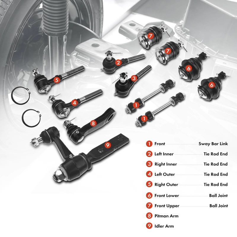12x Front Tie Rod End with Ball Joint for Ford F150 97-03 Expedition F250 Lincoln