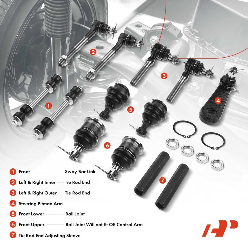 13x Front Stabilizer Bar Link Tie Rod End & Ball Joint Kit for Ford Expedition
