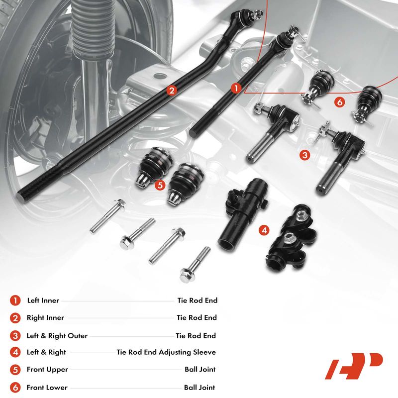 10x Inner & Outer Tie Rod End Kit with Ball Joint for Ford Ranger 1989-1992 RWD