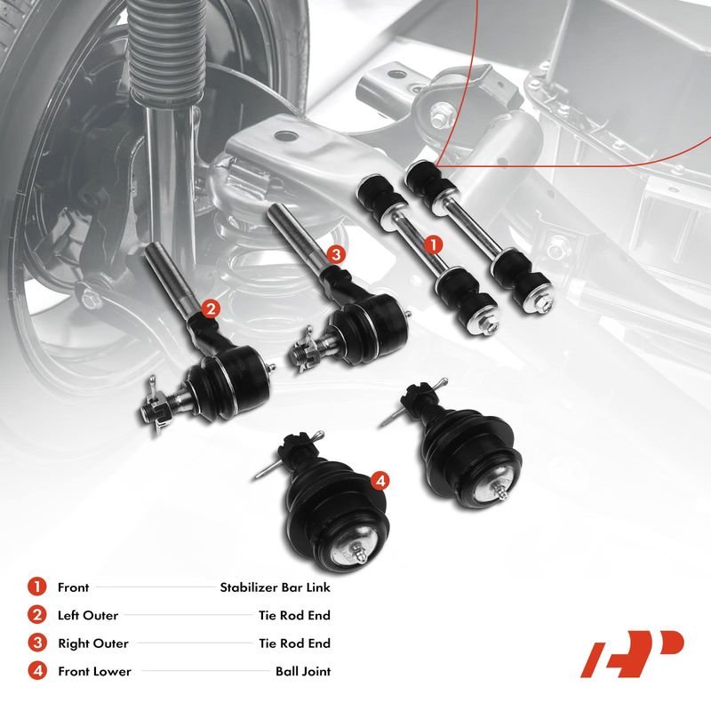 6x Front Stabilizer Bar Link Tie Rod End & Ball Joint Kit for Ford F-150 F-250