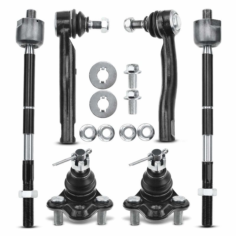6x Front Inner & Outer Tie Rod End Ball Joints for Toyota Corolla 2003-2008 1.8L