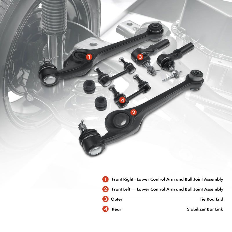 6x Front & Rear Control Arm Sway Bar Outer Tie Rod for Saturn SC SC1 SL SL1 SW1