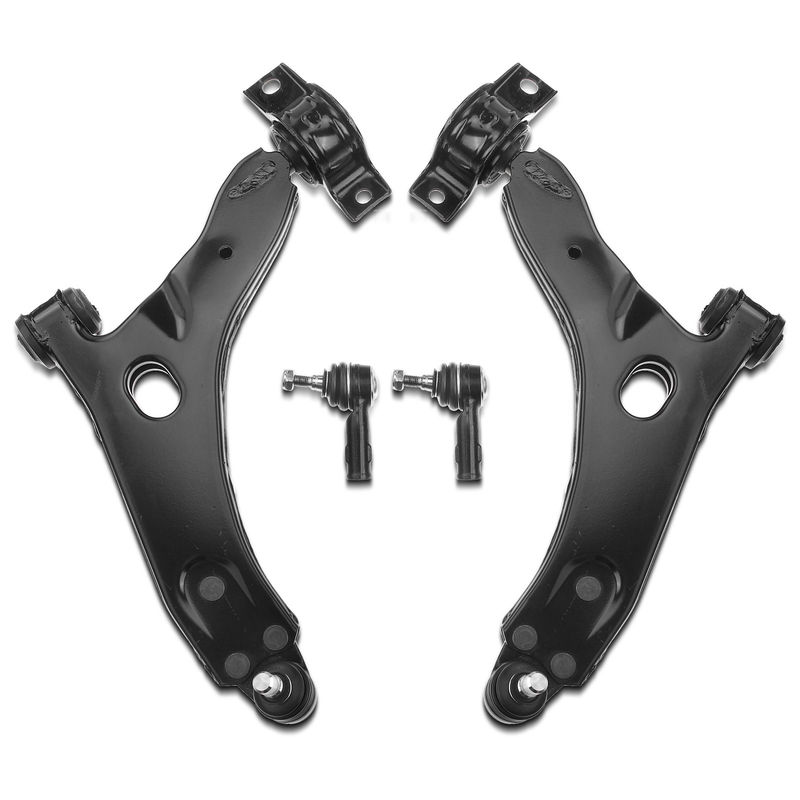4x Front Control Arm with Ball Joint Tie Rod End for Ford Focus 2000-2004