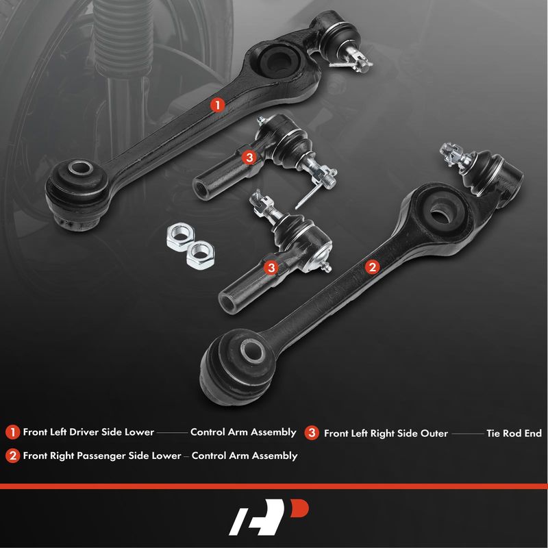 4x Front Control Arm with Ball Joint Outer Tie Rod End for Saturn SC1 93-02 SL