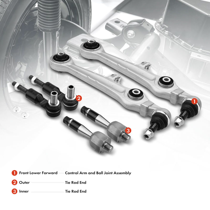 6x Front Control Arm with Ball Joint Tie Rod End for Audi A6 Quattro S8 VW Passat
