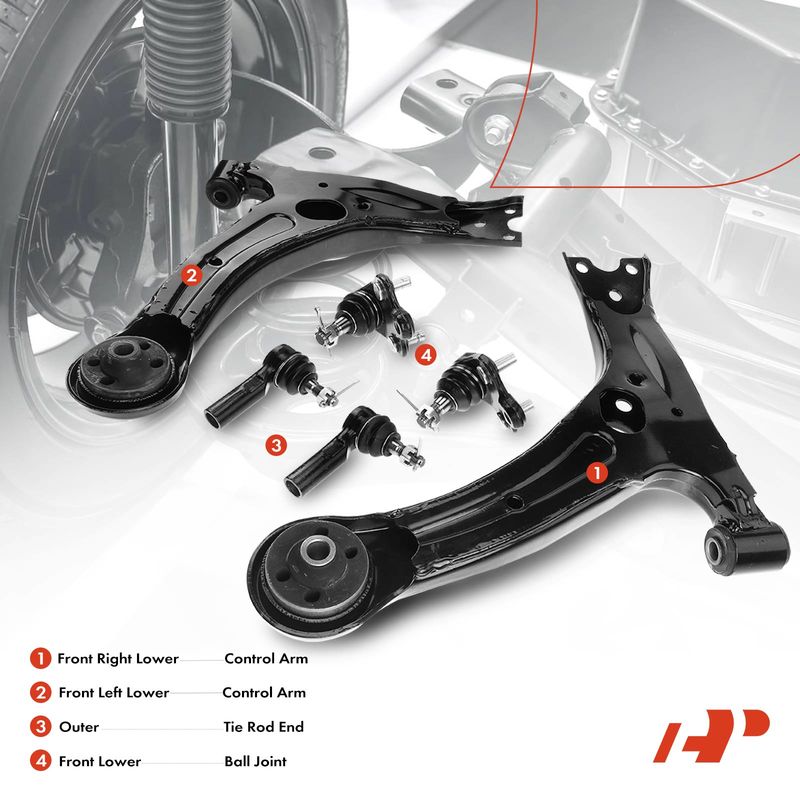 6x Front Control Arm & Ball Joint & Tie Rod End for Pontiac Vibe Toyota Matrix