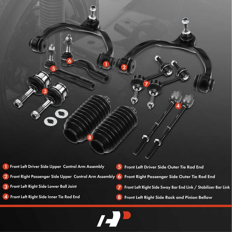 12x Front Control Arm & Ball Joint Tie Rod End Link Kit for Ford Crown Victoria