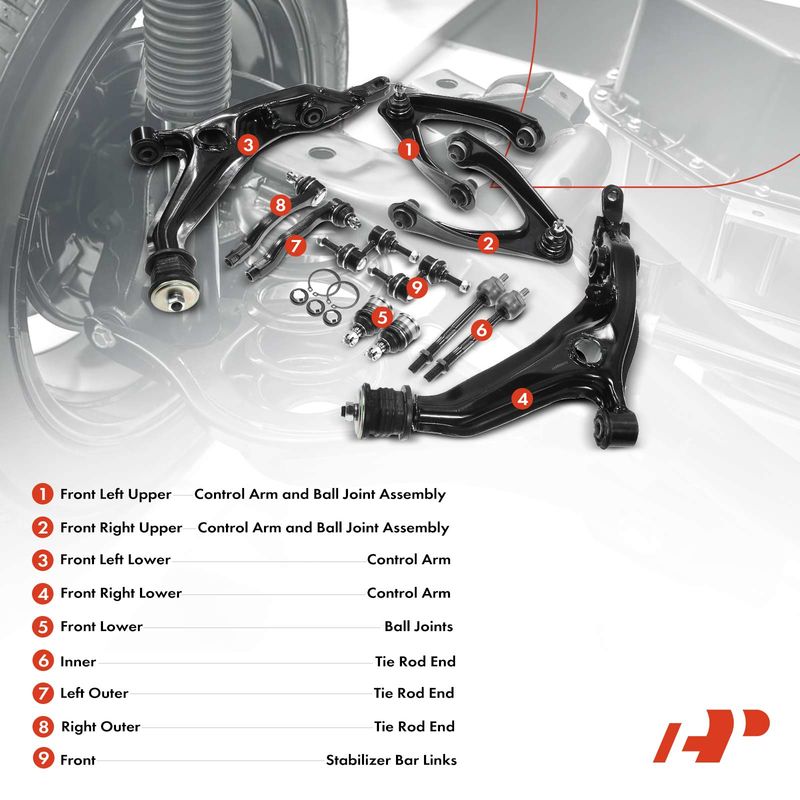 12x Front Lower & Upper Control Arm Ball Joint Tie Rod End for Honda CR-V 97-01