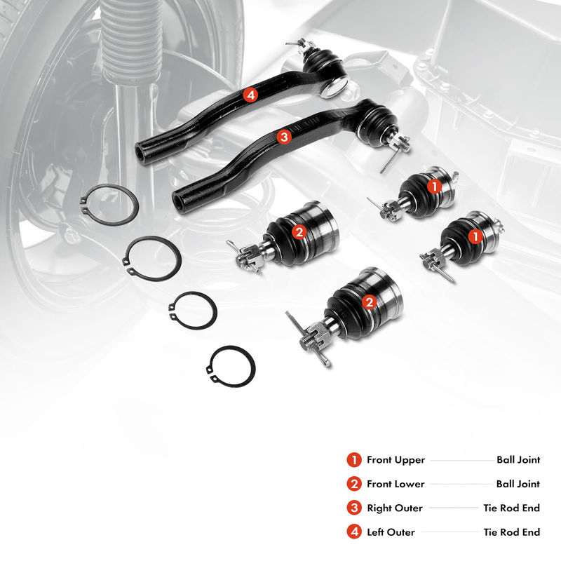6x Front Tie Rod End & Ball Joint End for Honda Accord 94-97 Odyssey Isuzu Oasis