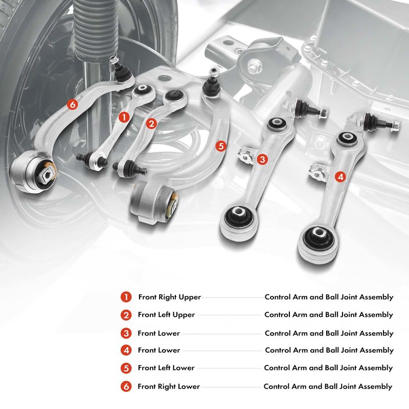 6x Front Lower & Upper Control Arm with Ball Joints for Audi S4 S6 S8 VW Passat