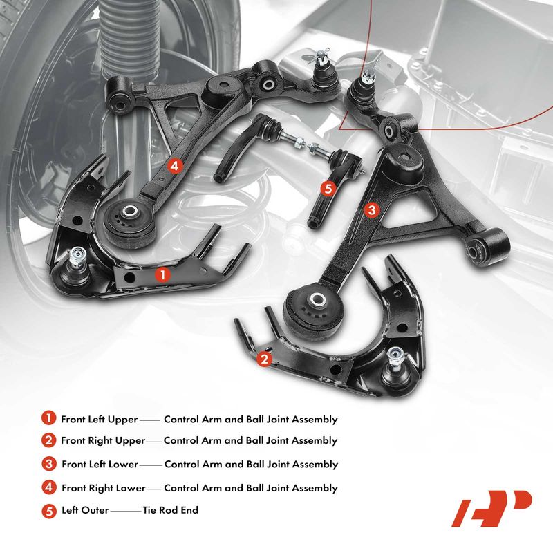 6x Front Control Arm with Ball Joint Tie Rod End for Dodge Stratus Chrysler Cirrus
