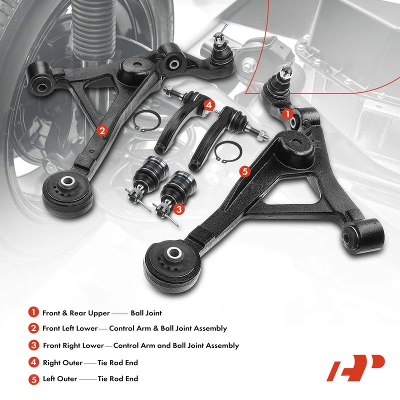 6x Front Control Arm with Ball Joint Tie Rod End for Chrysler Sebring 01-06 Dodge