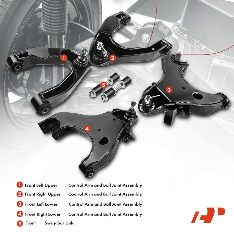 6x Front Lower & Upper Control Arm & Ball Joint Sway Bar Link for Nissan Xterra
