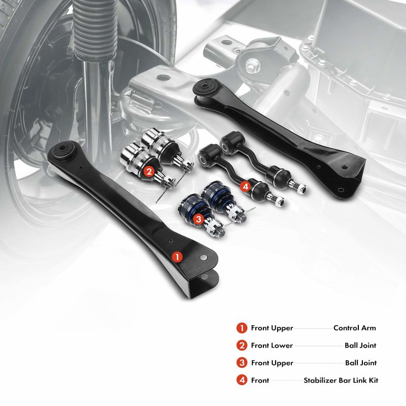 8x Front Control Arm & Ball Joint & Stabilizer Bar Link for Jeep Grand Cherokee