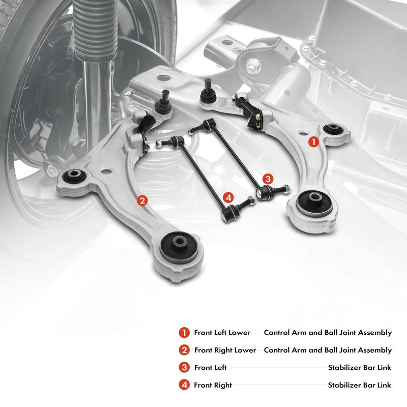 4x Front Lower Control Arm with Ball Joint Stabilizer Bar Link for Nissan Maxima