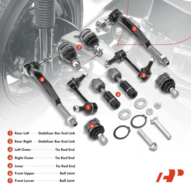 10x Front & Rear Sway Bar End Link & Tie Rod End for Buick Chevrolet GMC Isuzu