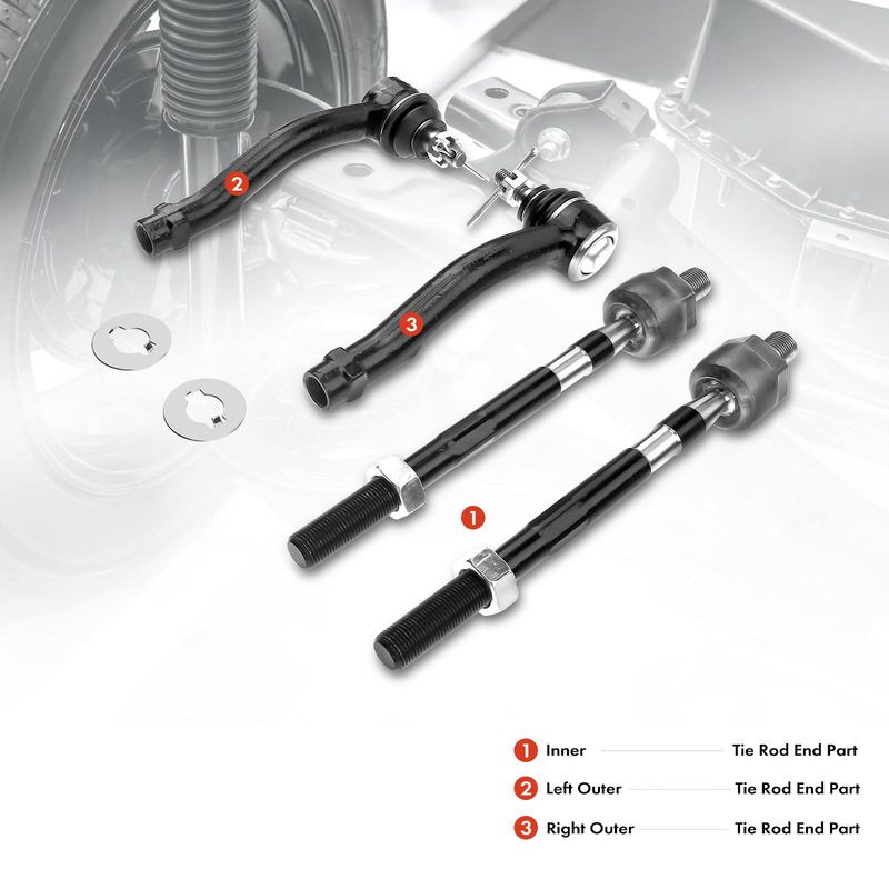 4x Inner & Outer Tie Rod End for Hyundai Tucson 2005-2009 Kia Sportage 2.0L 2.7L