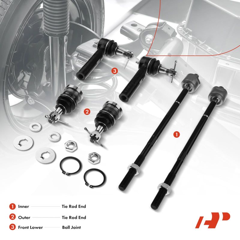 6x Inner & Outer Tie Rod End & Ball Joint for Chrysler Pacifica 2004-2008 4.0L