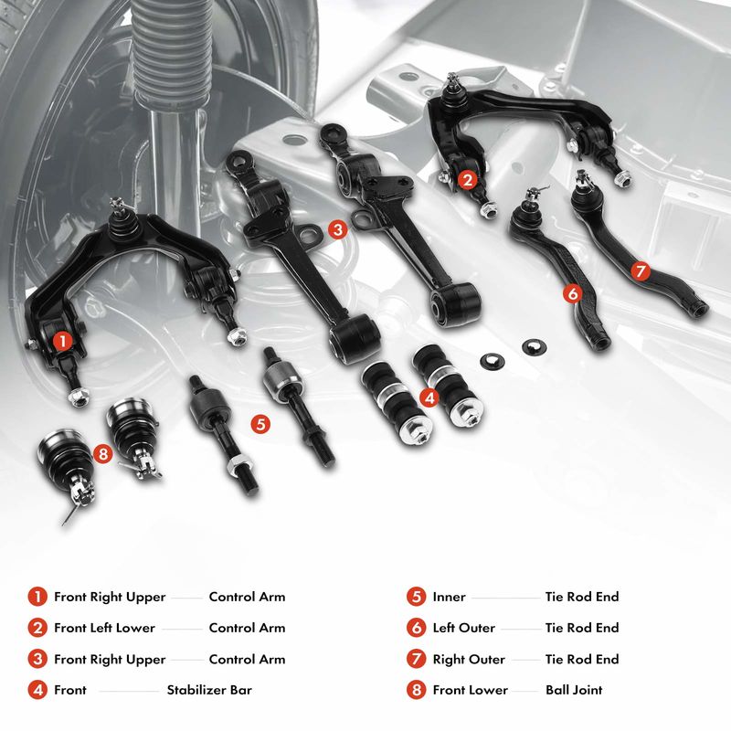 12x Front Control Arm with Ball Joints Stabilizer Bar Link for Honda Accord