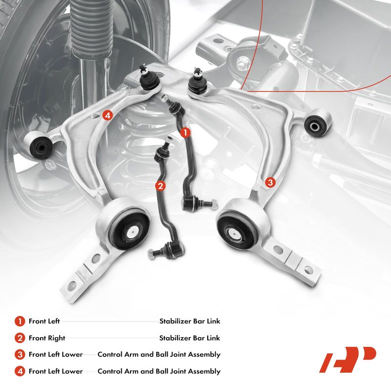 4x Front Control Arm with Ball Joint Sway Bar Link for Nissan Altima 02-06 Maxima