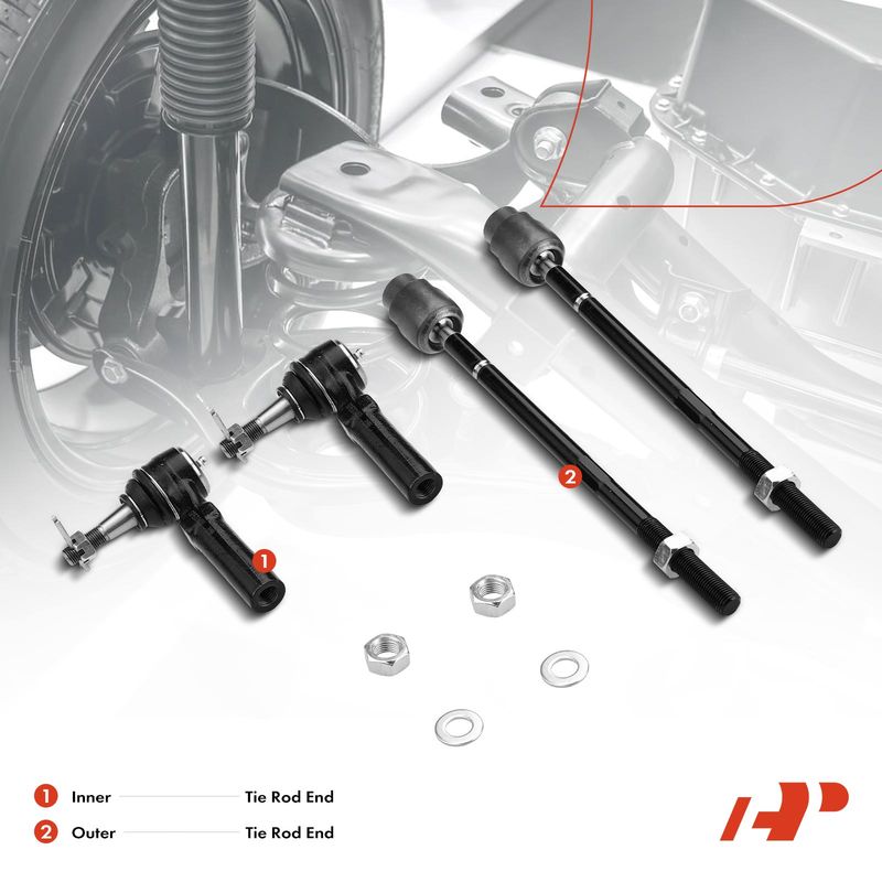 4x Inner & Outer Tie Rod End for Buick Allure Century Chevy Oldsmobile Pontiac