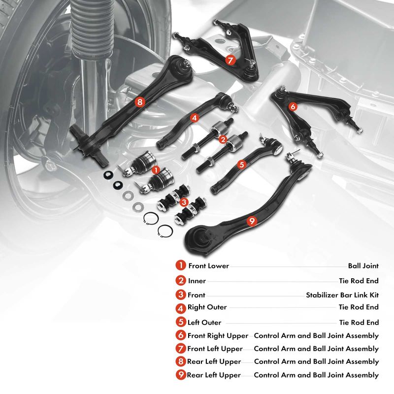 12x Front & Rear Control Arm Sway Bar Link Tie Rod End for Acura CL 97-99 Honda