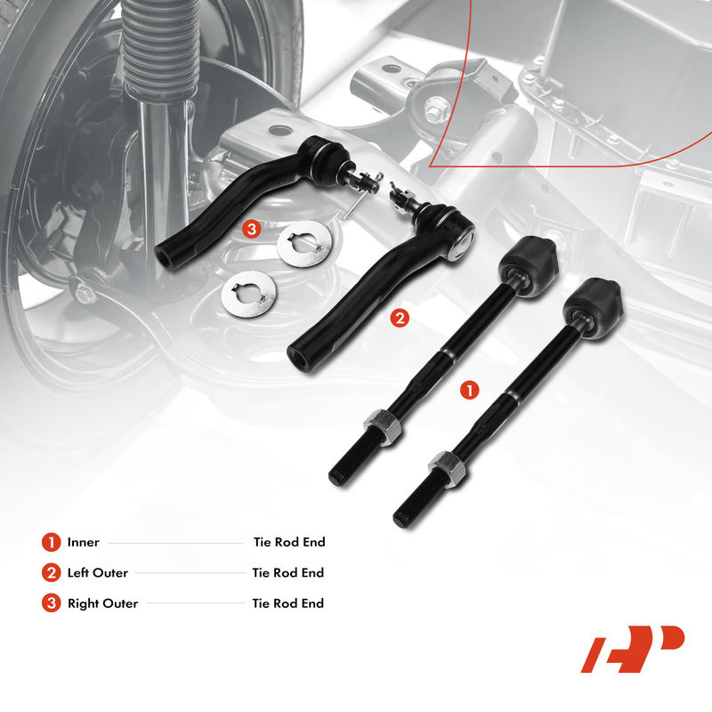 4x Inner & Outer Tie Rod End for Toyota Echo 2000-2005 L4 1.5L