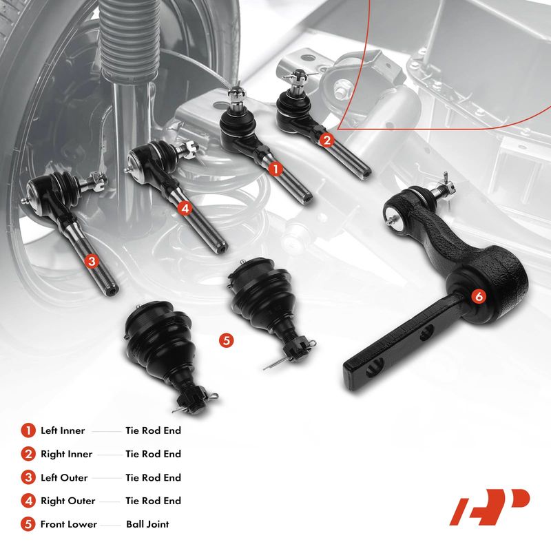 7x Inner & Outer Idler Arm Tie Rod End & Ball Joint for Ford F-150 Lincoln 4WD