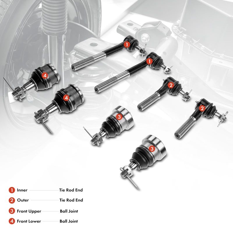 8x Inner & Outer Tie Rod End and Ball Joints for Dodge Ram 2500 3500 1994-1996