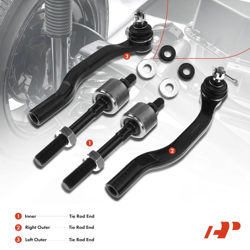 4x Inner & Outer Tie Rod End for Honda Accord 1994-1997 Odyssey Acura CL Isuzu