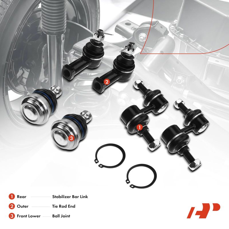 6x Rear Stabilizer Bar Link & Front Ball Joint Tie Rod End for Chrysler Sebring