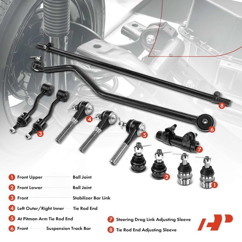 12x Front Stabilizer Bar End Link Tie Rod End Kit for Jeep TJ Wrangler 97-06 4WD