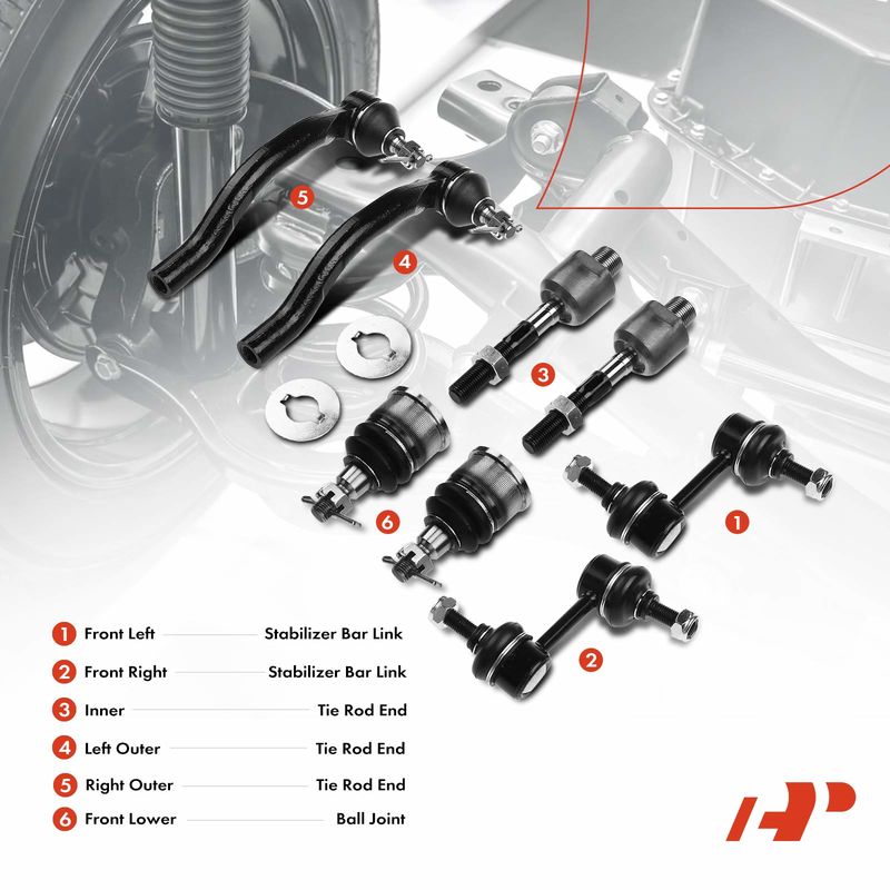 8x Front Stabilizer Bar Link & Tie Rod End for Honda Accord 2008-2012