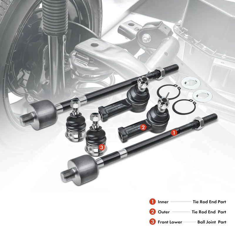 6x Inner & Outer Tie Rod End & Ball Joint Kit for Mitsubishi Diamante 1997-2004
