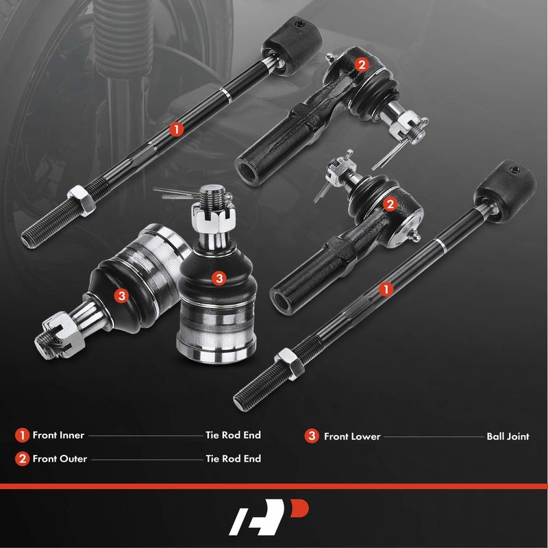 6x Front Lower Tie Rod End & Ball Joint for Dodge Dakota 91-96 RWD Power Rack