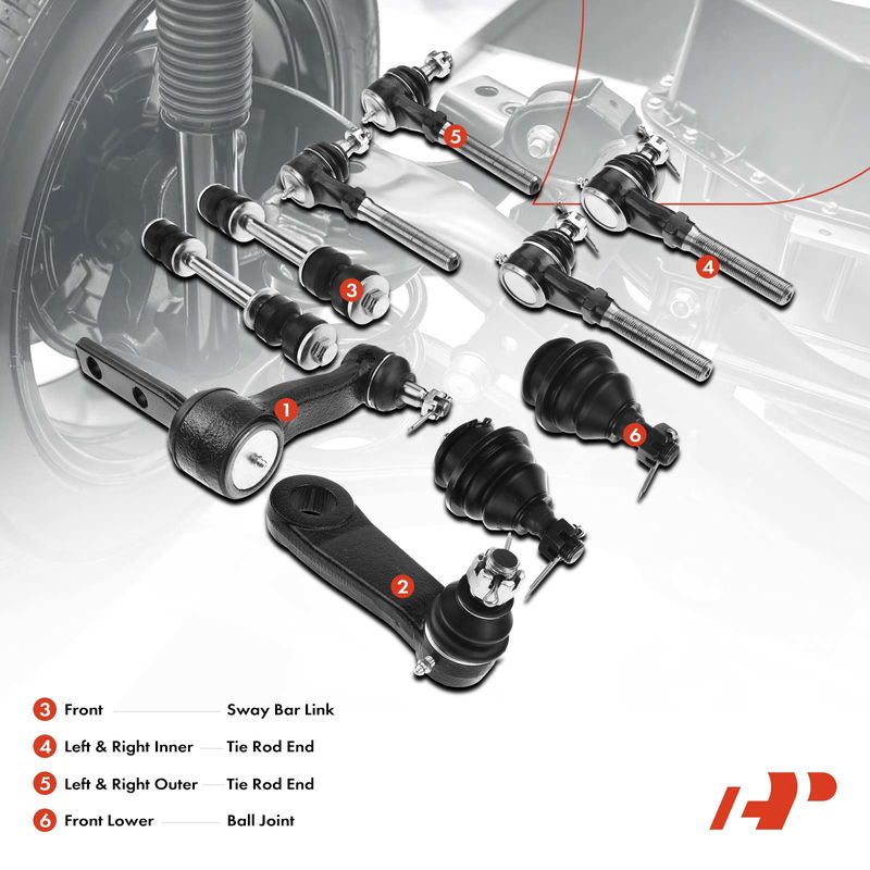 10x Front Idler & Pitman Arm with Ball Joint Sway Bar Link for Ford Expedition