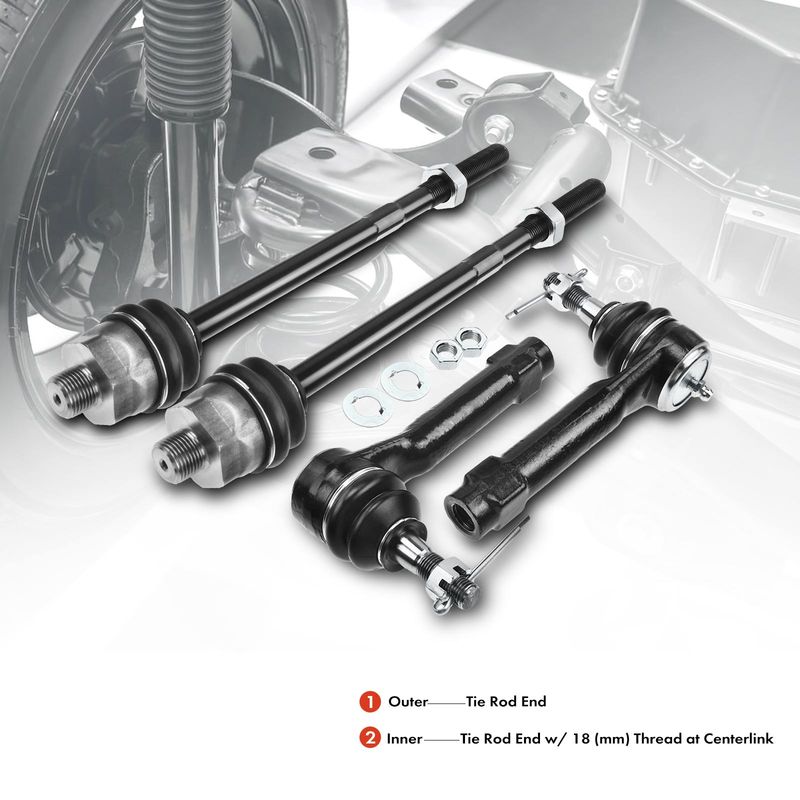 4x Inner & Outer Tie Rod End for Chevy Silverado 1500 Silverado 2500 GMC Cadillac