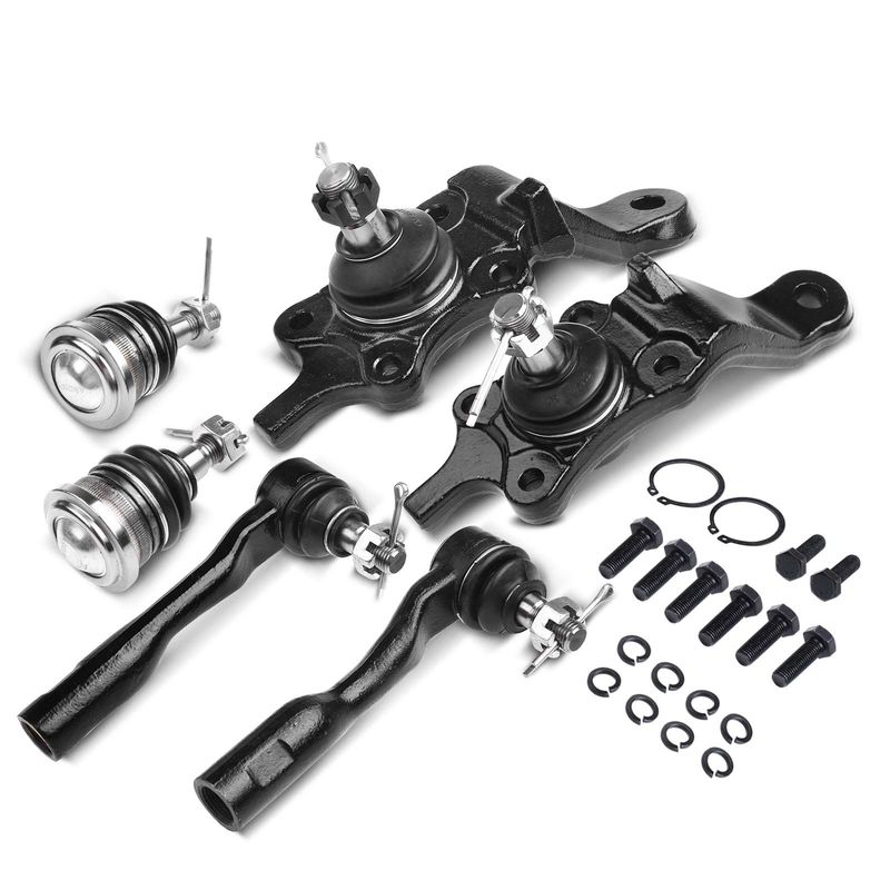 6x Front Lower & Upper Ball Joint Outer Tie Rod Ends for Toyota Tundra Sequoia