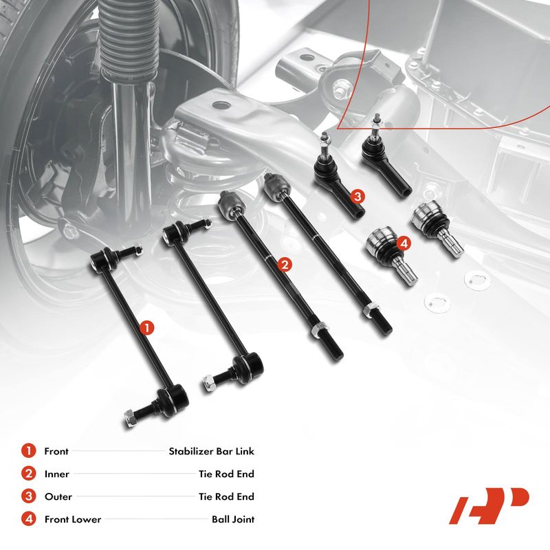 8x Front Stabilizer Bar Link & Tie Rod End Ball Joint for Ford Mustang 2005-2010