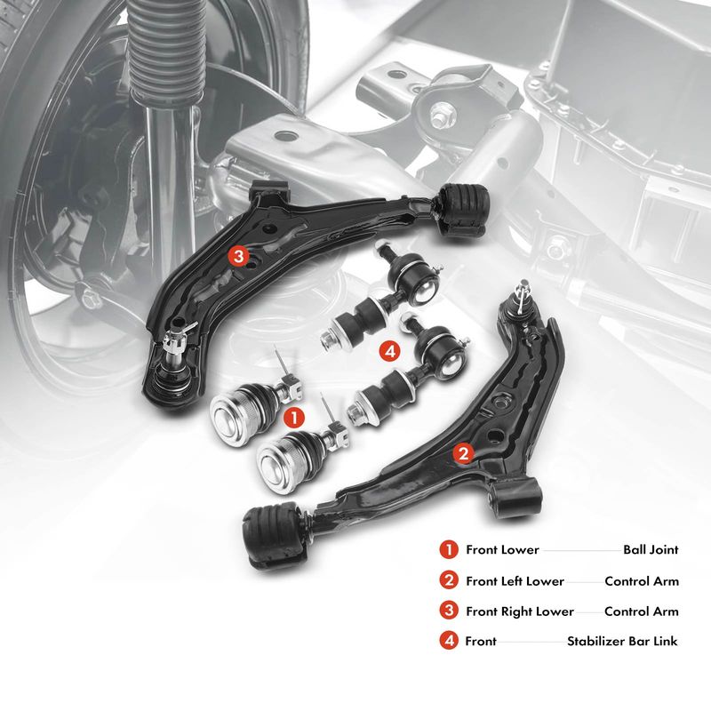 6x Front Control Arm with Ball Joint Stabilizer Bar Link for Nissan 200SX Sentra