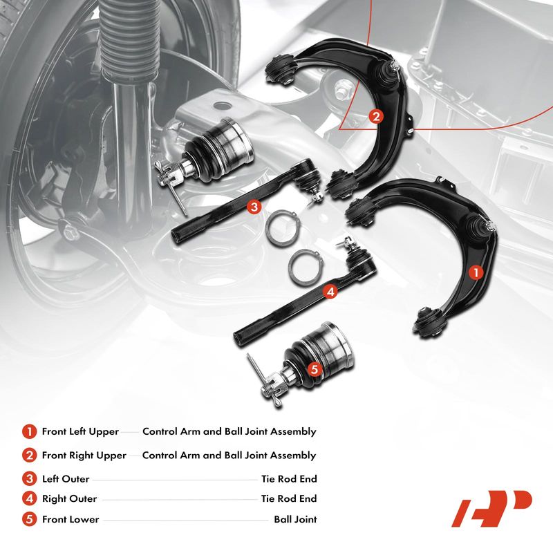 6x Front Control Arm with Ball Joint Tie Rod End for Honda Accord 98-02 Acura CL