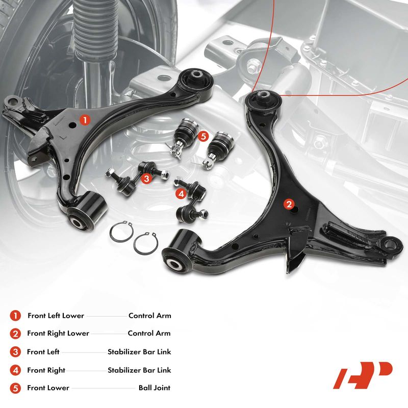 6x Front Control Arm with Ball Joint Sway Bar Link for Honda Civic 2001-2005