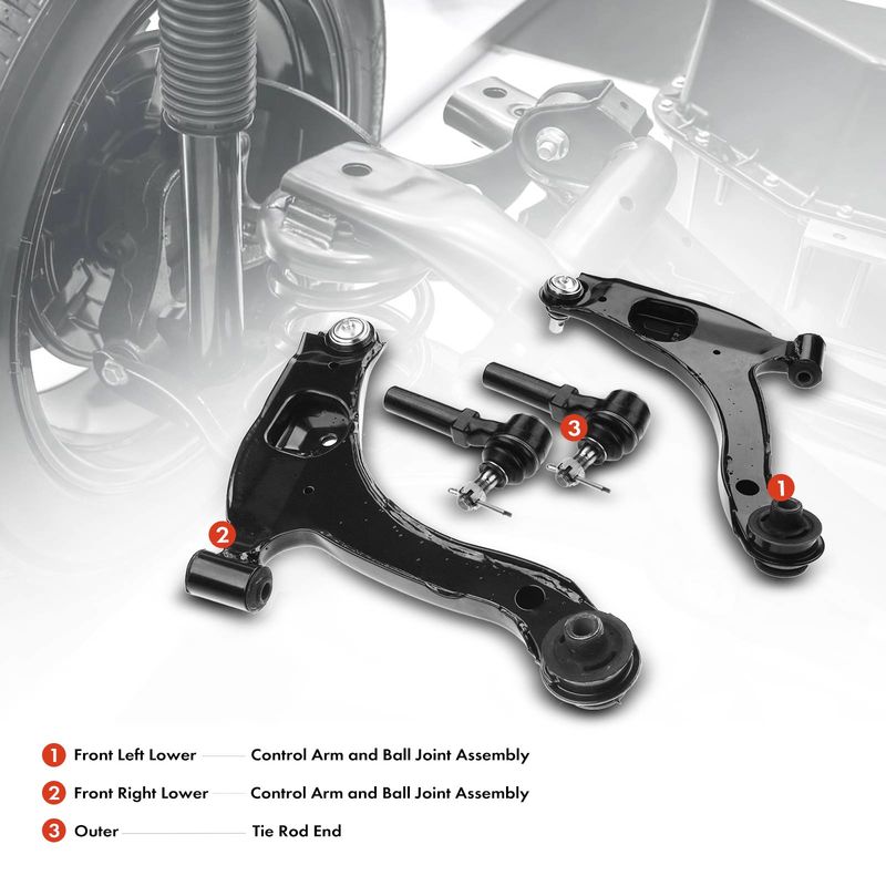 4x Front Lower Control Arm with Ball Joint Tie Rod End for Dodge Chrysler Neon