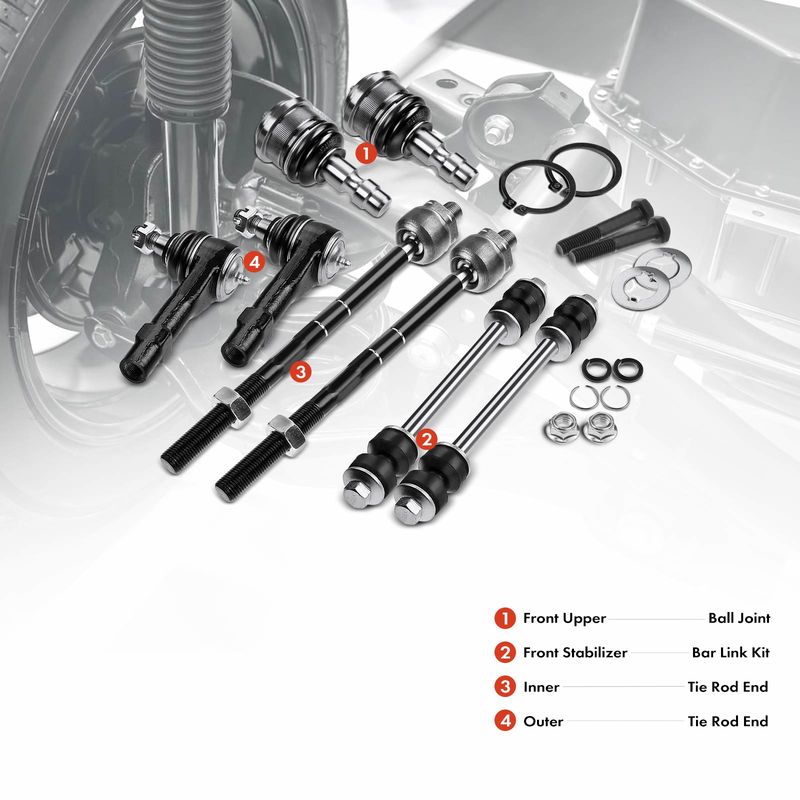 8x Front Sway Bar Link with Ball Joint Tie Rod End for Ford Ranger Mazda B2300