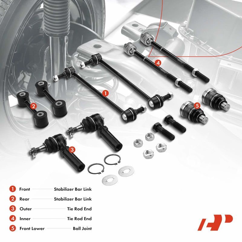 10x Front & Rear Stabilizer Bar Link & Ball Joint Tie Rod End for Chrysler Voyager
