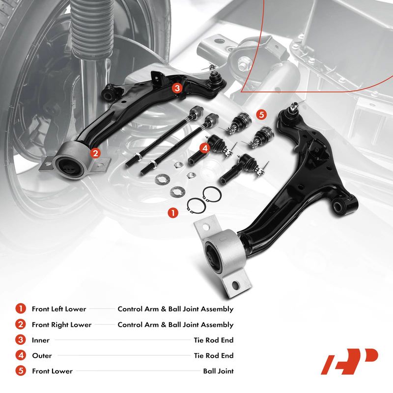 8x Front Lower Control Arm with Ball Joint Tie Rod End for Nissan Maxima INFINITI