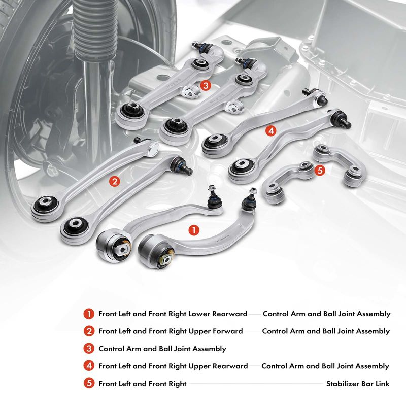 10x Front Control Arm with Ball Joint Stabilizer Bar Link for Audi A4 A6 Quattro